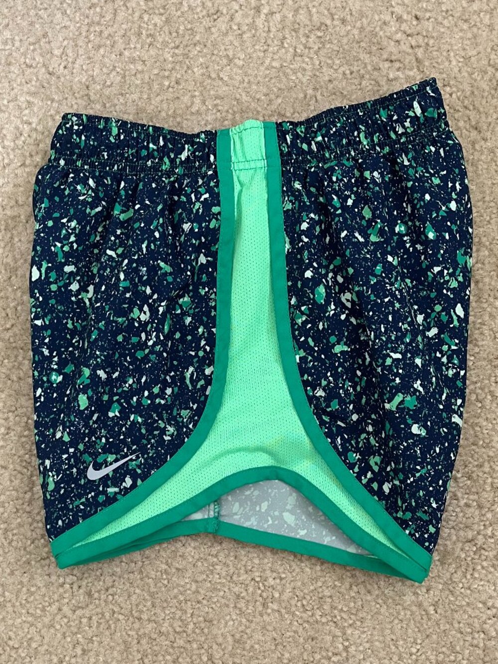 Nike Tempo Athletic Shorts • Size X-Small • Navy Blue / Green